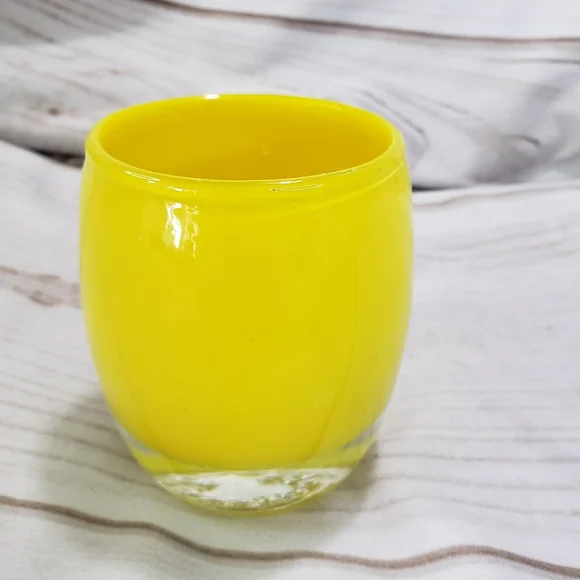 🌞SOLD🌞 Glassybaby Yellow Hand Blown Glass Candle Votive Pre Triskelion #2 - Picture 2 of 13
